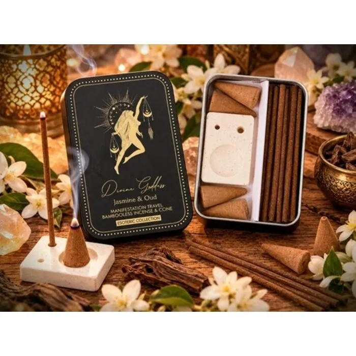Divine Goddess Wierookset met Brander – Jasmijn & Oudh | Esoteric Collection