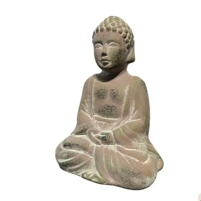 Boeddha Beeld Mediterend – Verweerde Steenlook – 22 cm
