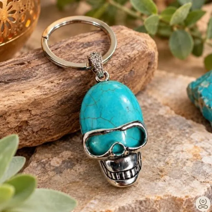 Sleutelhanger Schedel Turquoise – Ook als Hanger te Dragen