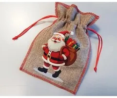 Cadeautas jute met kerstman 21x15cm