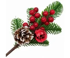 Kerst Decoratietak XL met Rode Bessen en Kerstbel – 30 cm.