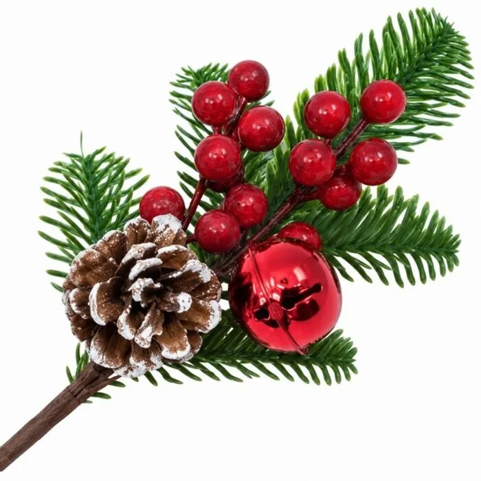 Kerst Decoratietak XL met Rode Bessen en Kerstbel – 30 cm.