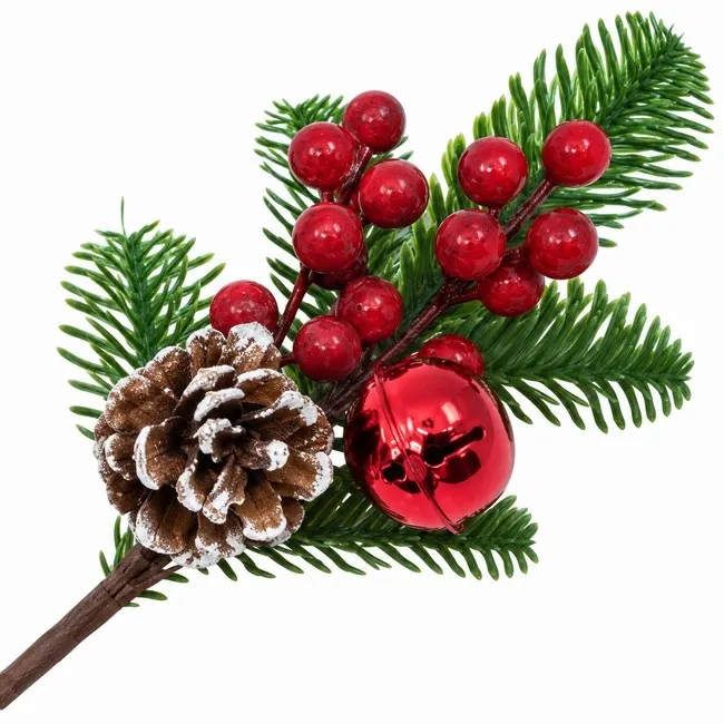 Kerst Decoratietak XL met Rode Bessen en Kerstbel – 30 cm.