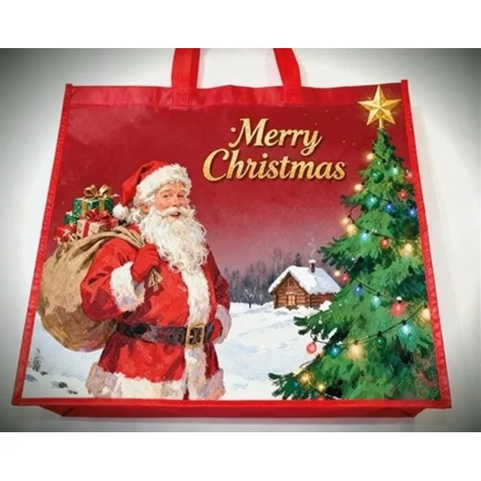 Kerstshopper XXL met Kerstman – 45 × 45 × 20 cm