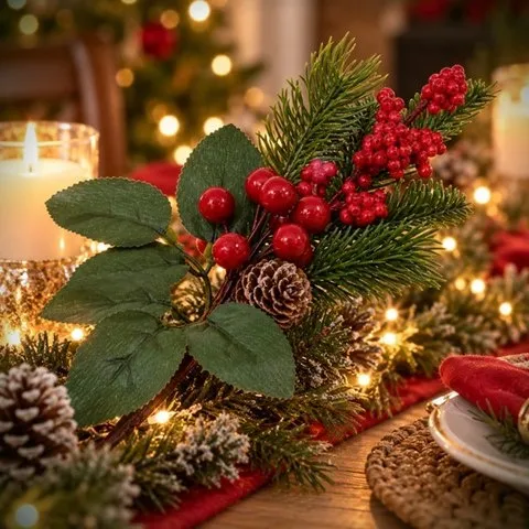 Kerst Bessentak met Dennengroen en Dennenappel – 24 cm