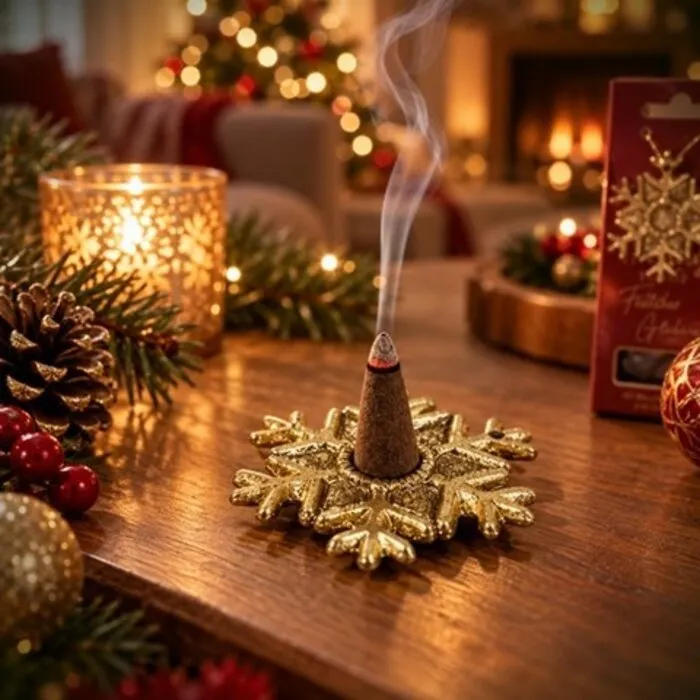 Kerst Wierookkegels met Sneeuwvlokhouder - 30 kegeltjes