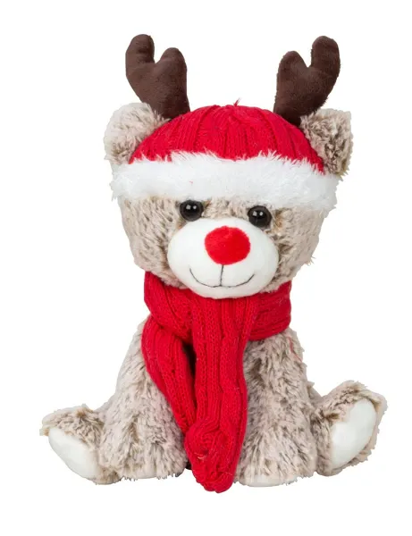 Pluche Kerstbeer met Elandgewei, Muts en Sjaal – 25 cm