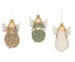 Stoffen Kerstengel met Kroon – 12 cm | 3 Kleuren