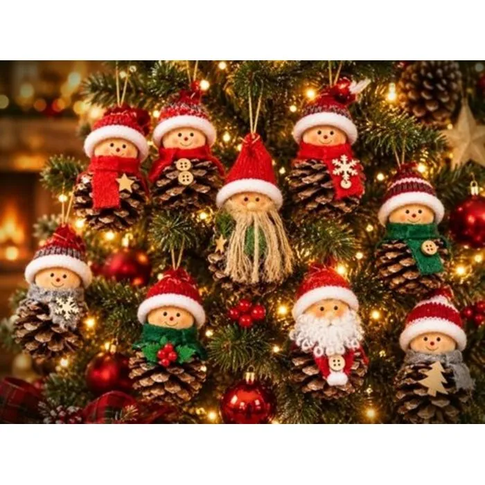 Kerstpoppetjes van Dennenappels – Set van 10 Stuks – 8 cm