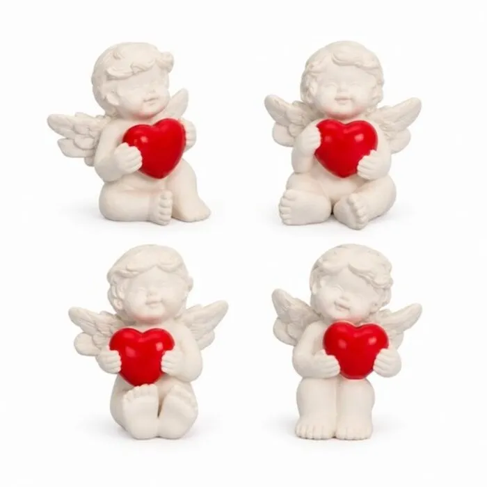 Engel met Rood Hart – Wit Engelfiguurtje 4,5 cm