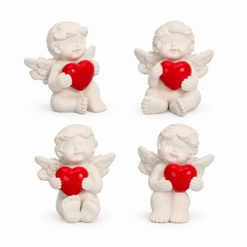 Engel met Rood Hart – Wit Engelfiguurtje 4,5 cm