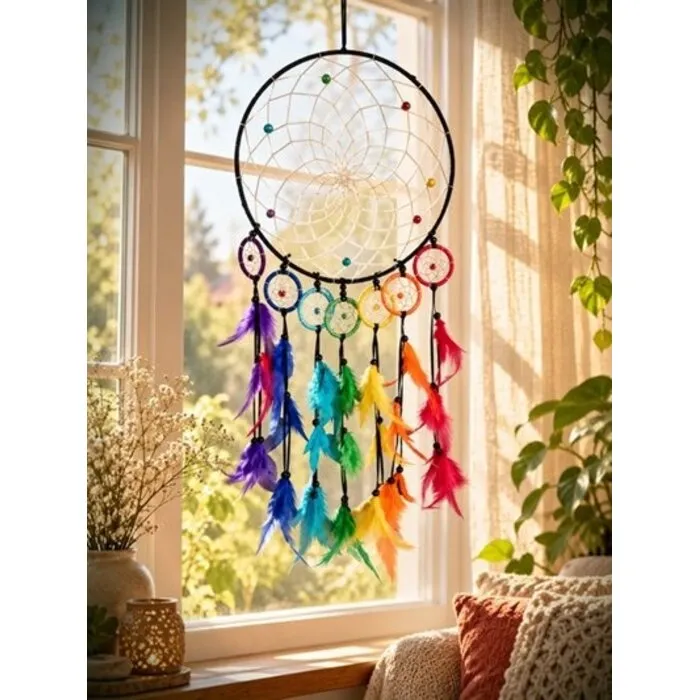 Dromenvanger Regenboog met Kleine Dromenvangers – 83 cm.