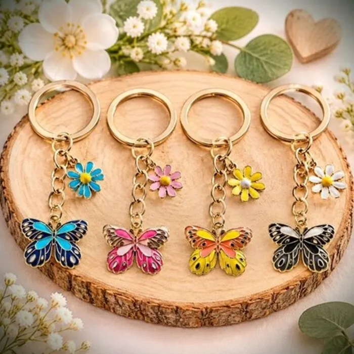 Sleutelhanger Vlinder met Bloem