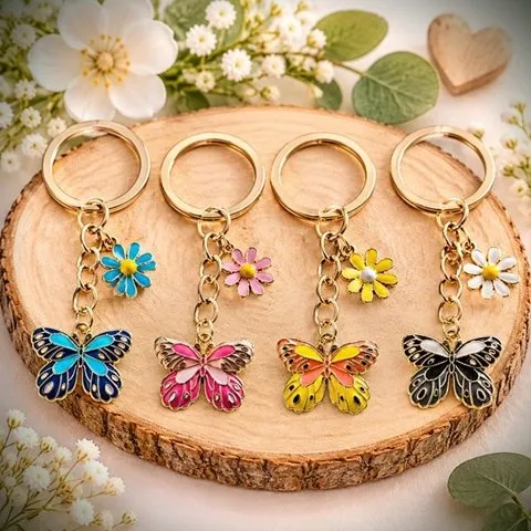 Sleutelhanger Vlinder met Bloem