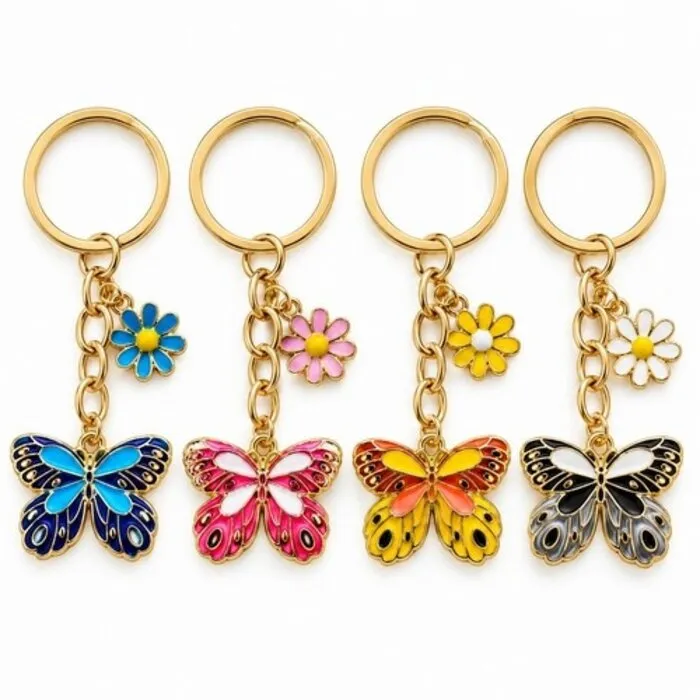 Sleutelhanger Vlinder met Bloem