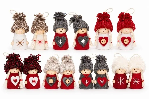 Houten Kerstpoppetje met Gebreide Muts – 6 cm