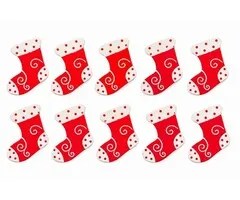 Houten Kerstsokken Plakdecoratie – 10 Stuks