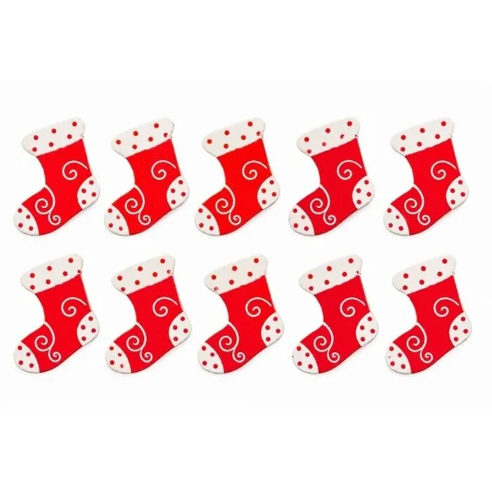Houten Kerstsokken Plakdecoratie – 10 Stuks - 4 cm
