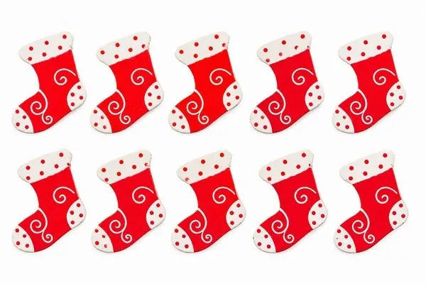 Houten Kerstsokken Plakdecoratie – 10 Stuks - 4 cm