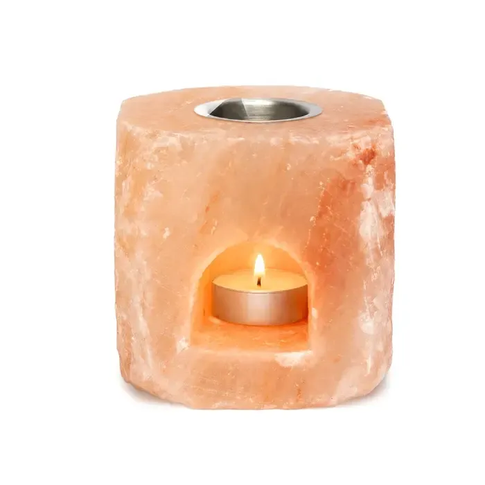 Zoutkristal Olieverdamper Roze – Met Waxinelichthouder 10,5 cm