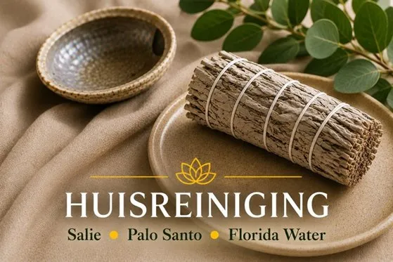Witte saliebundel en schaaltje voor spirituele huisreiniging
