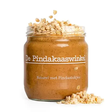 De Pindakaaswinkel Erdnussbutter Shop - Natürliche Erdnussbutter mit Erdnussstücken