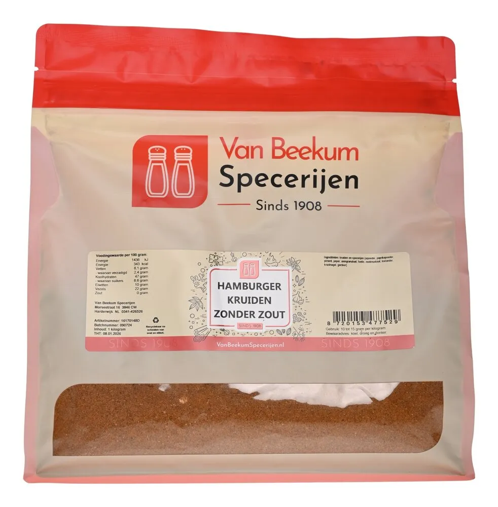 Van Beekum Specerijen Hamburger Kruiden Zonder Zout Van Beekum Specerijen Hamburger Kruiden Zonder Zout