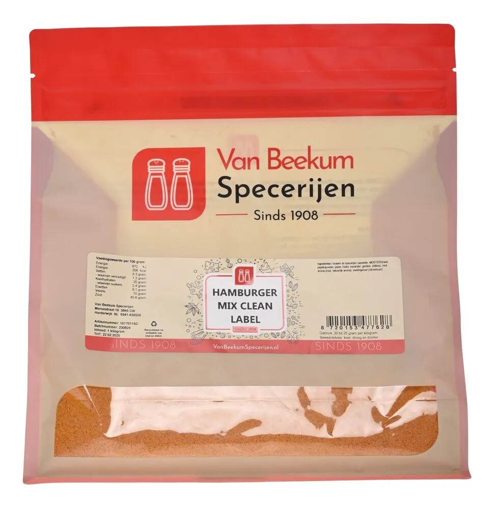 Van Beekum Specerijen Hamburger Mix Clean Label Van Beekum Specerijen Hamburger Mix Clean Label