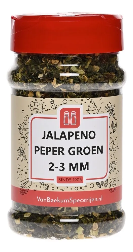 Van Beekum Specerijen Jalapeno Peper Groen 2-3 mm Van Beekum Specerijen Jalapeno Peper Groen 2-3 mm