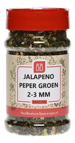 Van Beekum Specerijen Jalapeno Peper Groen 2-3 mm Van Beekum Specerijen Jalapeno Peper Groen 2-3 mm