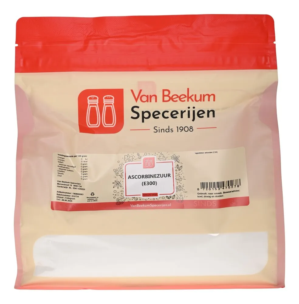 Van Beekum Specerijen Ascorbinezuur (vitamine C poeder) E300 Van Beekum Specerijen Ascorbinezuur (vitamine C poeder) E300
