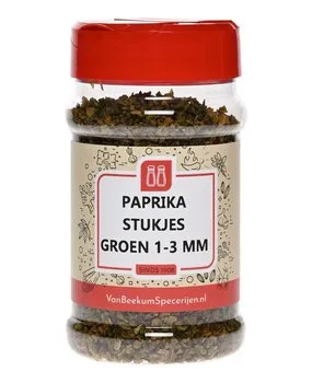Van Beekum Specerijen Paprika Stukjes Groen 1-3 mm Van Beekum Specerijen Paprika Stukjes Groen 1-3 mm