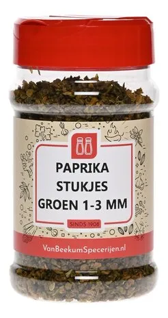 Van Beekum Specerijen Paprika Stukjes Groen 1-3 mm Van Beekum Specerijen Paprika Stukjes Groen 1-3 mm