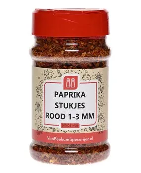 Van Beekum Specerijen Paprika Stukjes Rood 1-3 mm Van Beekum Specerijen Paprika Stukjes Rood 1-3 mm