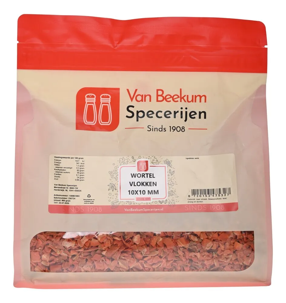 Van Beekum Specerijen Wortel Vlokken 10x10 mm Van Beekum Specerijen Wortel Vlokken 10x10 mm