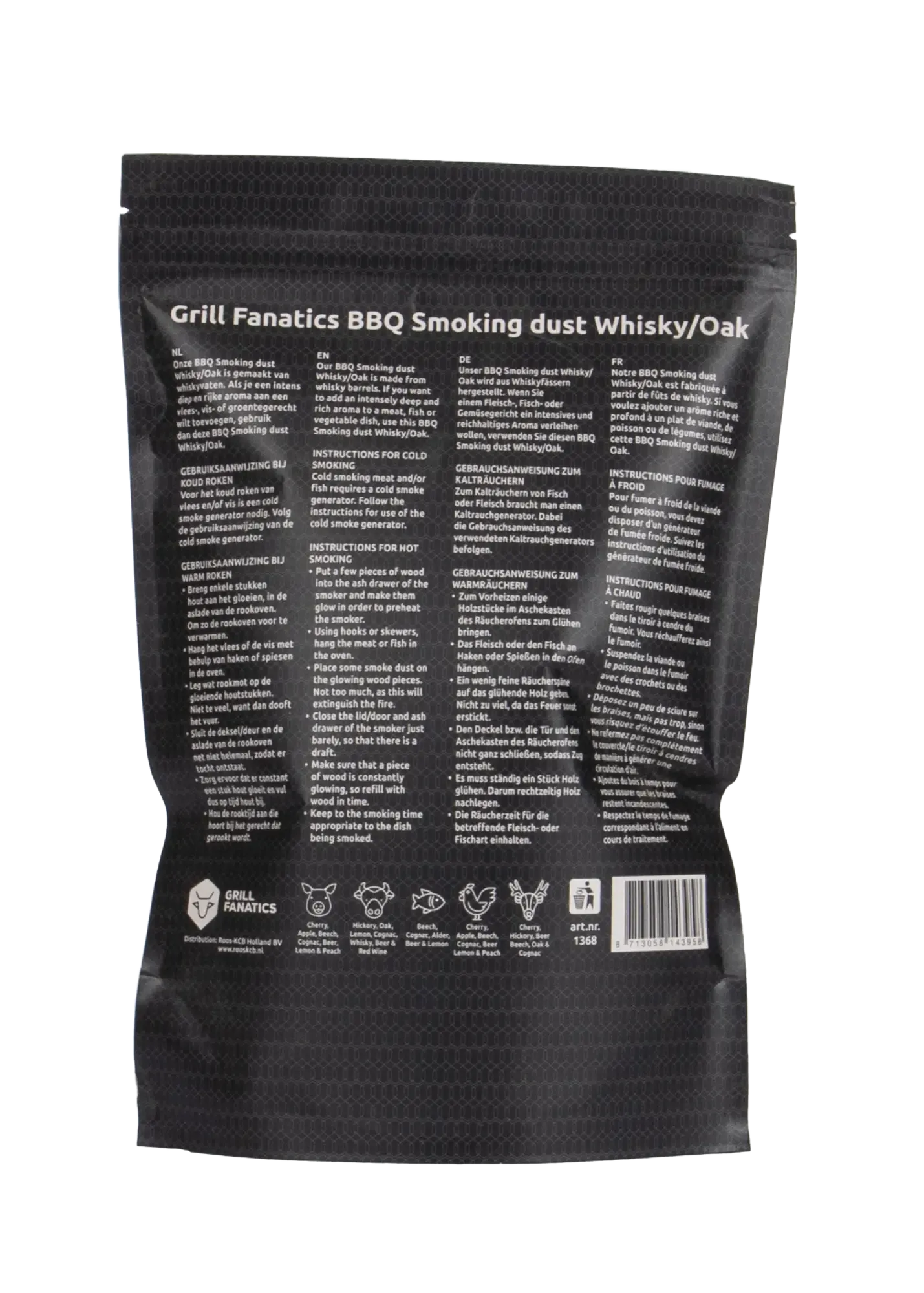 TastySmoke Whiskey-rookchips – 100% Eikenhout, 750 Gram, Korrel 4-15 Mm, Intensief Rooksmaak, Geschikt Voor Alle BBQ-types En Rookovens