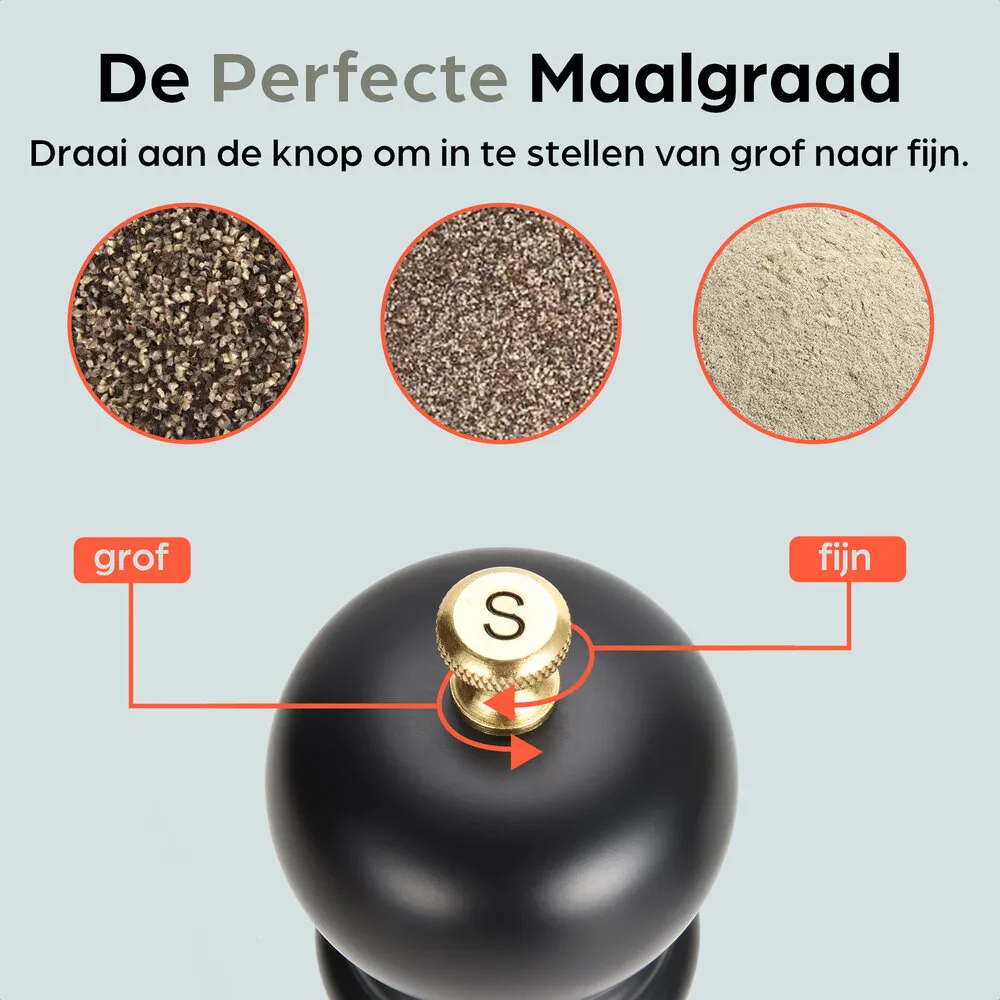 Hermanos Peper- en Zoutmolen Set | Zwart Acacia Hout (Klassiek)