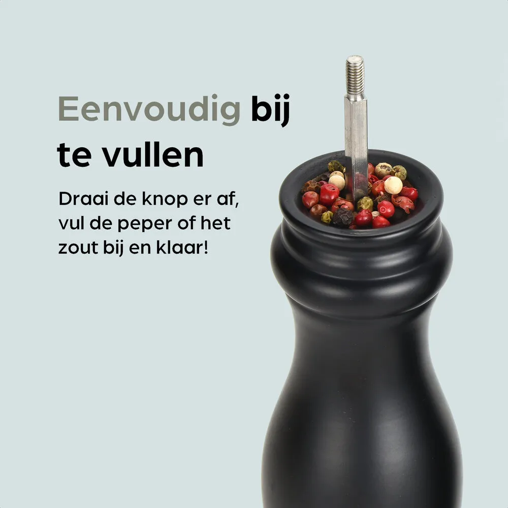 Hermanos Peper- en Zoutmolen Set | Zwart Acacia Hout (Klassiek)