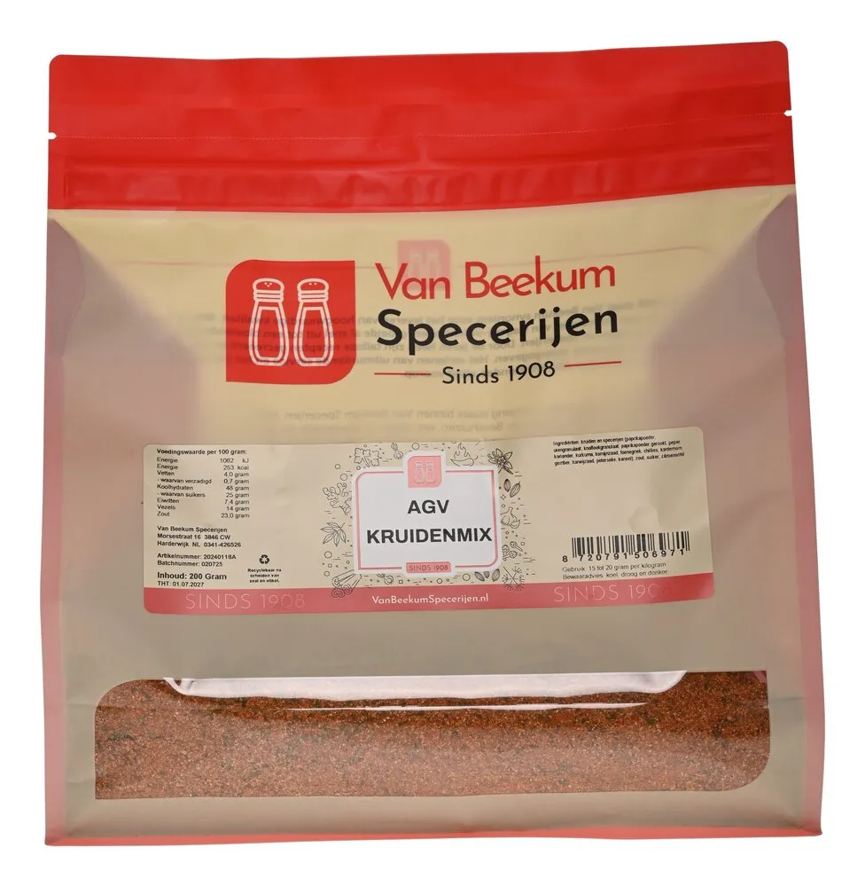 Van Beekum Specerijen AGV Kruidenmix (Aardappels, Groenten, Vlees) Van Beekum Specerijen AGV Kruidenmix (Aardappels, Groenten, Vlees)