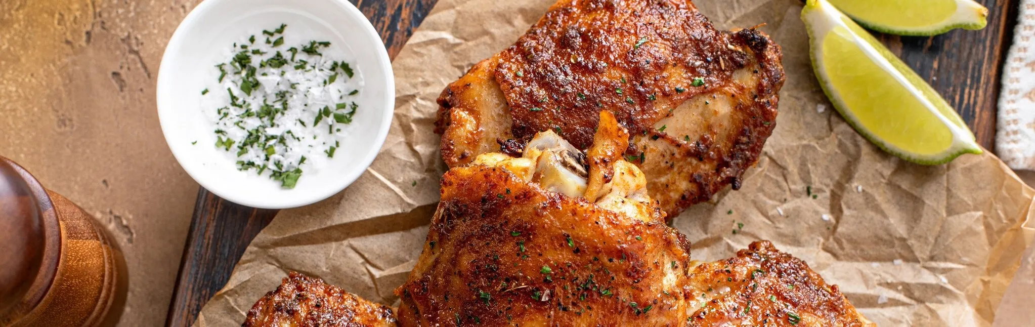 Zubereitet mit Zero Rub: BBQ-Hähnchenschenkel ohne Salz.