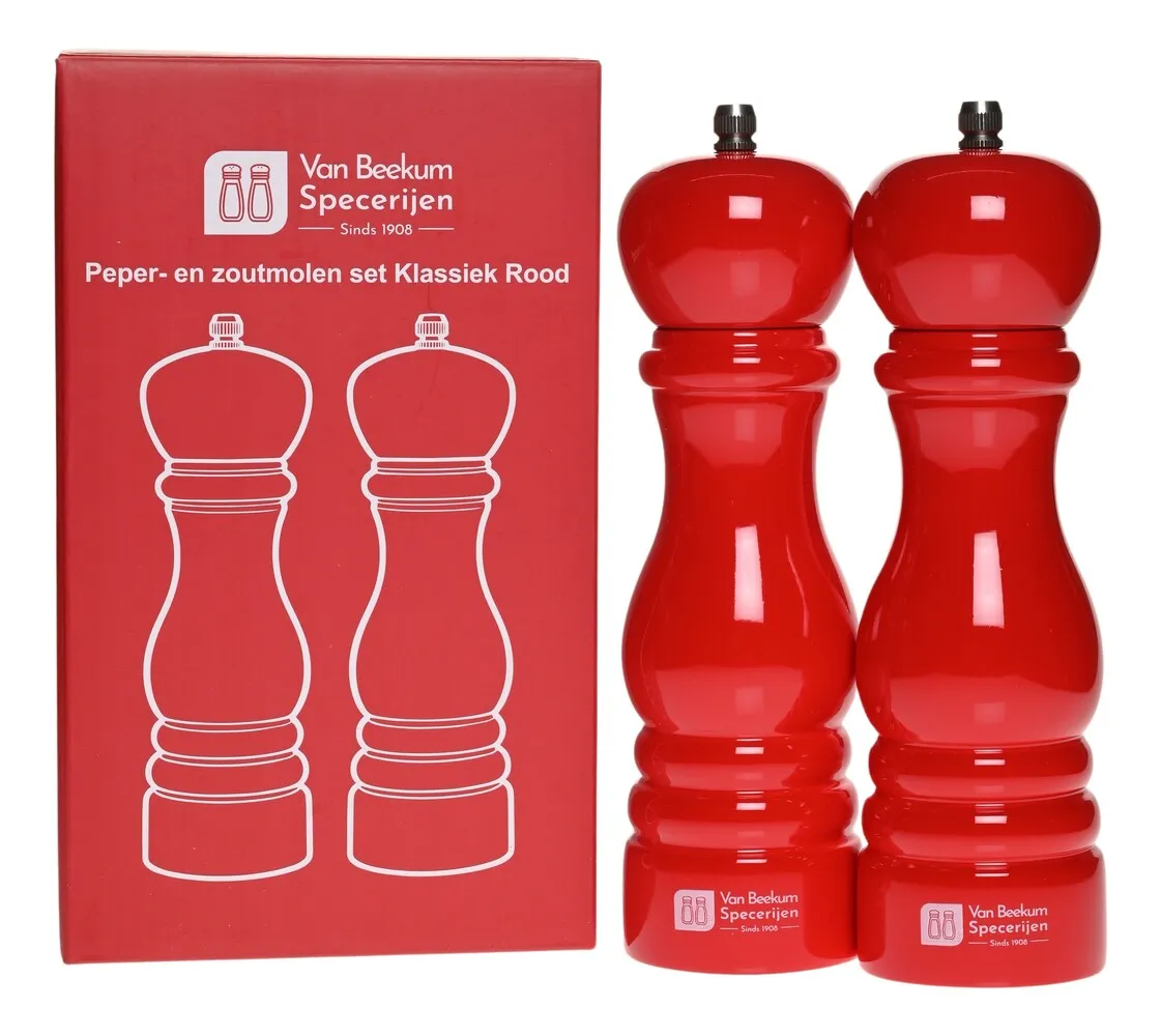 Van Beekum Specerijen Pfeffer- und Salzmühle-Set – Klassisch Rot