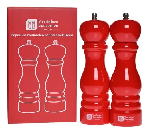 Van Beekum Specerijen Peper- en Zoutmolen Set – Klassiek Rood