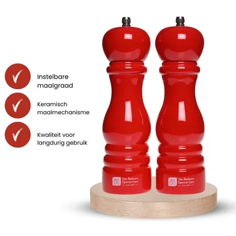 Van Beekum Specerijen Pfeffer- und Salzmühle-Set – Klassisch Rot