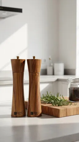 Van Beekum Specerijen Pfeffer- und Salzmühlen-Set – Modern Acacia