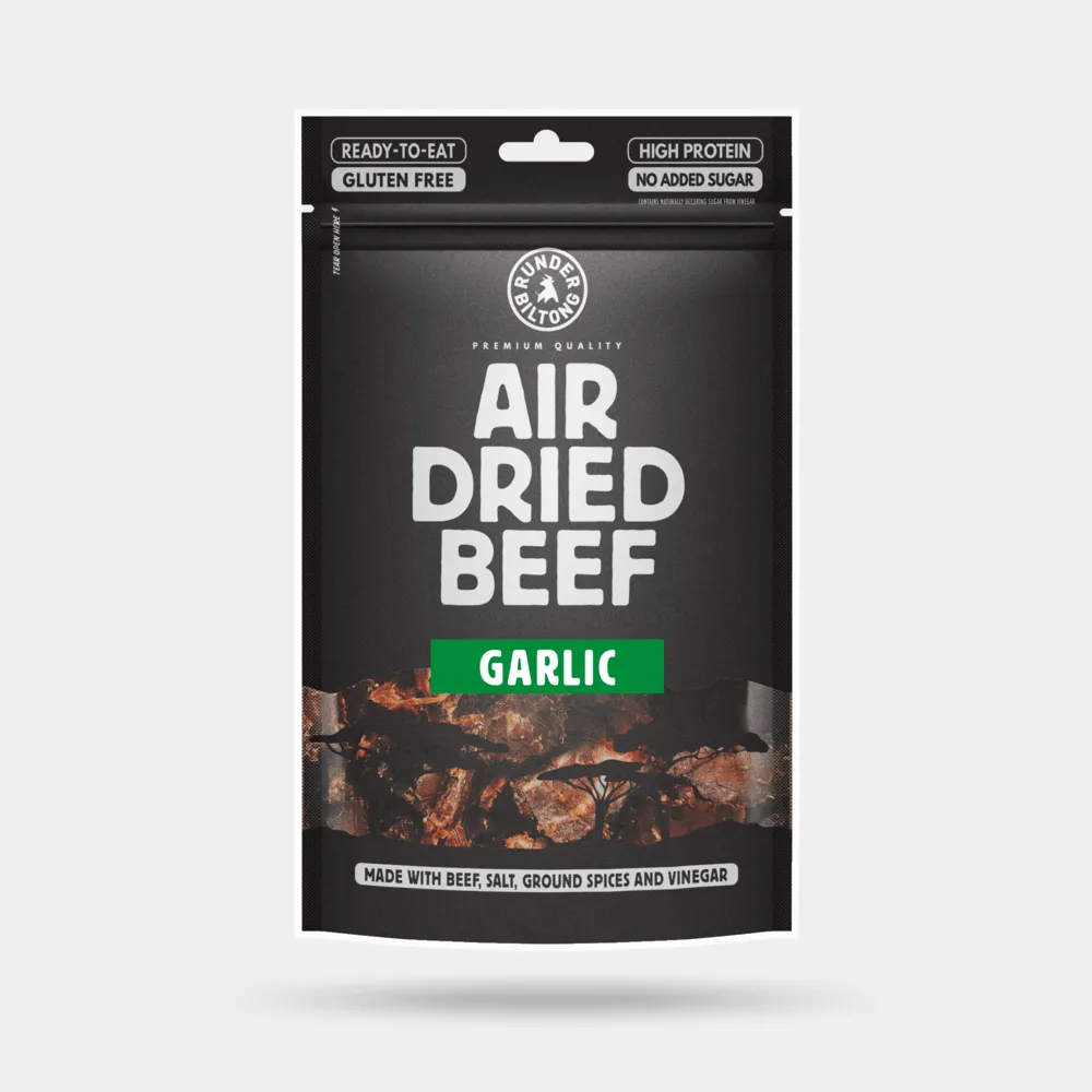Runder Rindfleisch – Beef Biltong in Scheiben – Knoblauch
