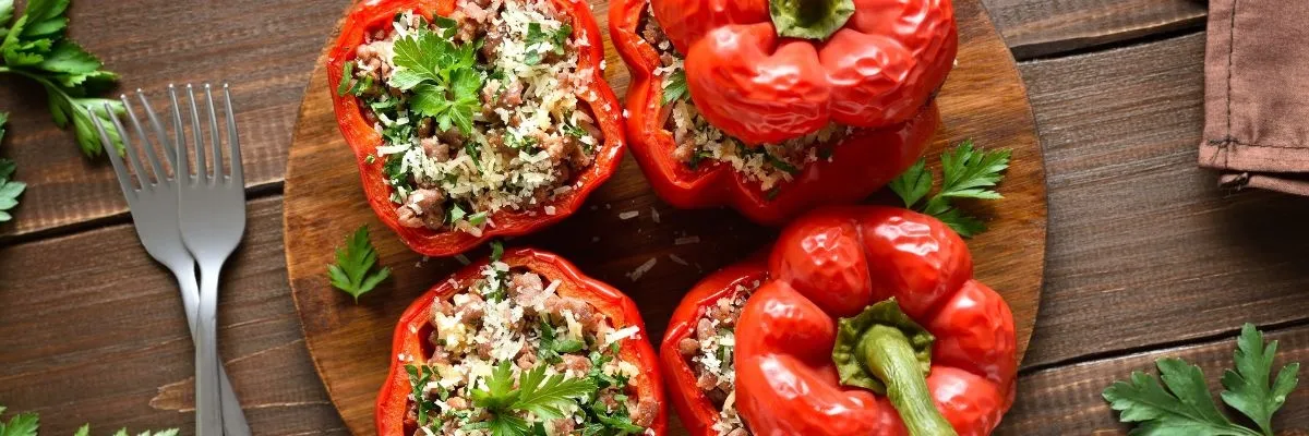 Gevulde paprika met gehakt van de BBQ Gevulde paprika met gehakt van de BBQ
