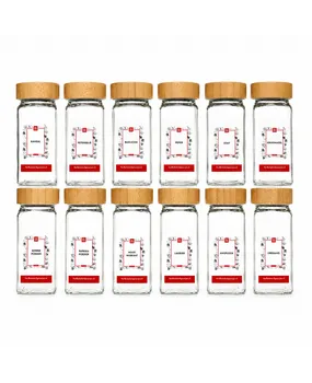 Van Beekum Specerijen Glazen Kruidenpotjes Met Stickers – 12 Stuks Van Beekum Specerijen Glazen Kruidenpotjes Met Stickers – 12 Stuks
