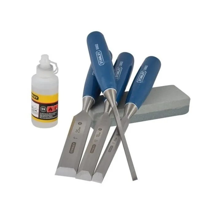 Stanley Stanley Houtbeitelset 6-delig (6, 12, 18, 25 mm + olie & slijpsteen) 0-16-130