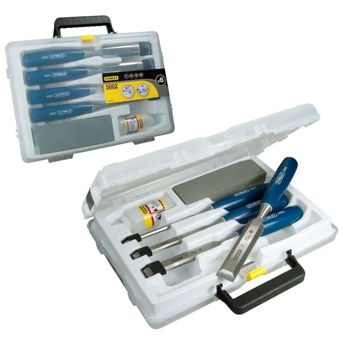 Stanley Stanley Houtbeitelset 6-delig (6, 12, 18, 25 mm + olie & slijpsteen) 0-16-130