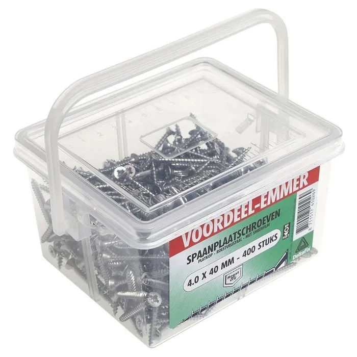 Deltafix Deltafix Spaanplaatschroeven RVS 4.0 x 40mm - 400 Stuks